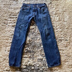 Vintage Levi’s 501xx Dark Wash Blue Cotton Denim Button Fly Jeans Men’s 32x32